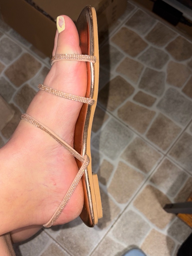 Source Unknown Rose Gold Strappy Flat Sandals